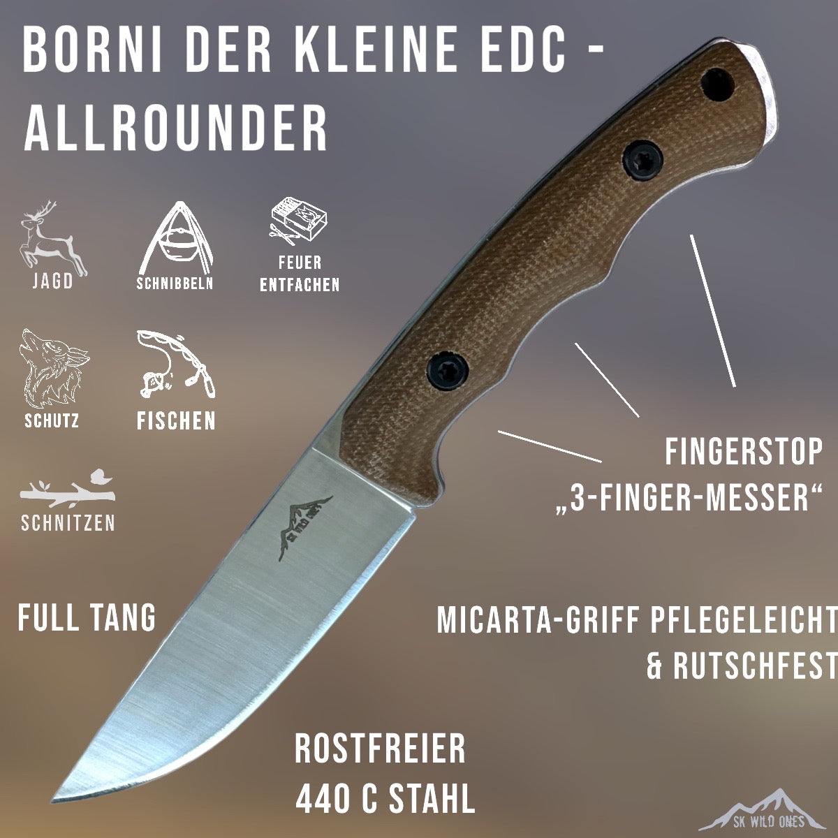 Borni - EDC - 440 C Stahl & feinem Micarta